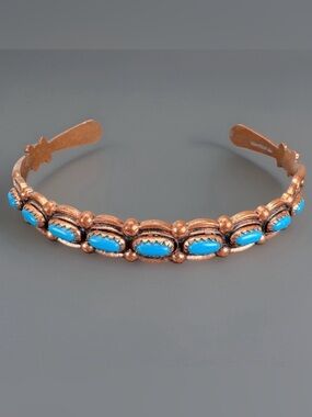 Vintage southwestern copper and blue cuff bracelet